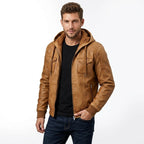 Men’s Classic Swiss Light Brown Hooded Leather Jacket - Timber AND Hide
