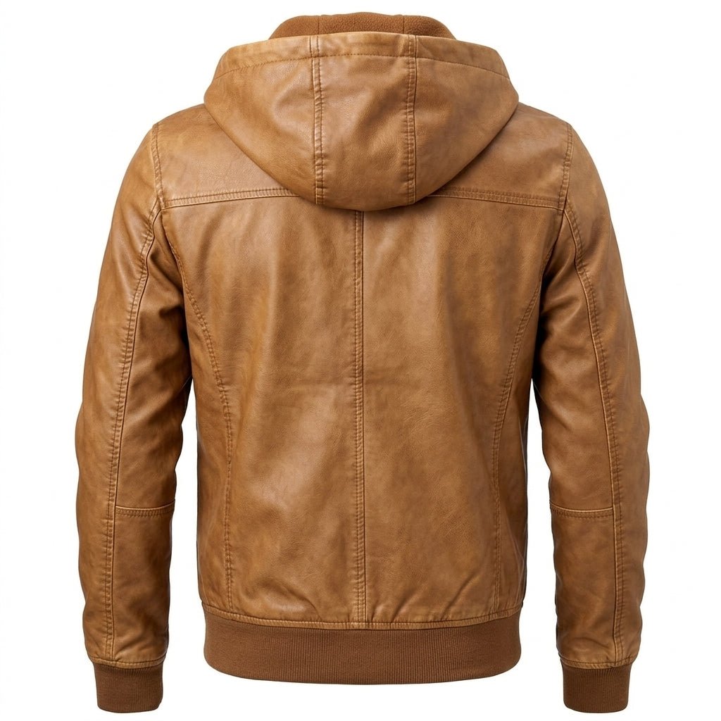 Men’s Classic Swiss Light Brown Hooded Leather Jacket - Timber AND Hide