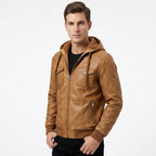 Men’s Classic Swiss Light Brown Hooded Leather Jacket - Timber AND Hide