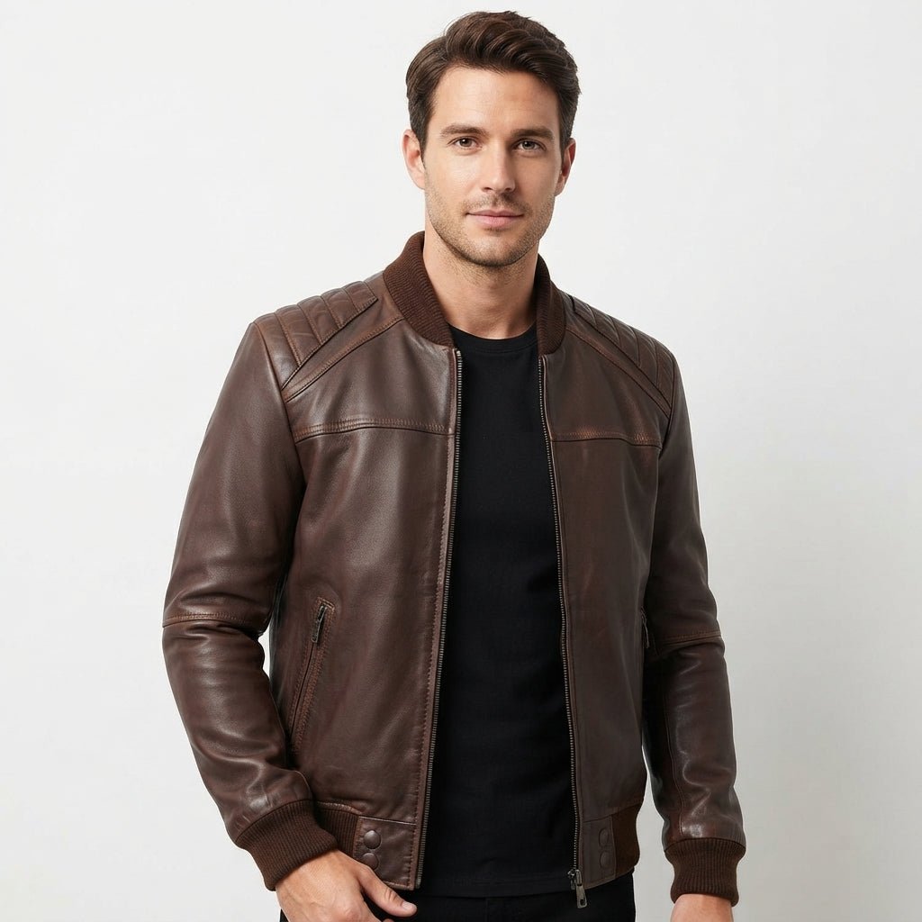 Men’s Dark Brown Leather Jacket - Timber AND Hide