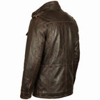 Men's Distressed Brown Leather Field Jacket | Military Utility Coat - Timber AND Hide