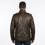Men's Distressed Brown Leather Field Jacket | Military Utility Coat - Timber AND Hide