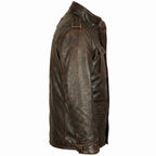 Men's Distressed Brown Leather Field Jacket | Military Utility Coat - Timber AND Hide