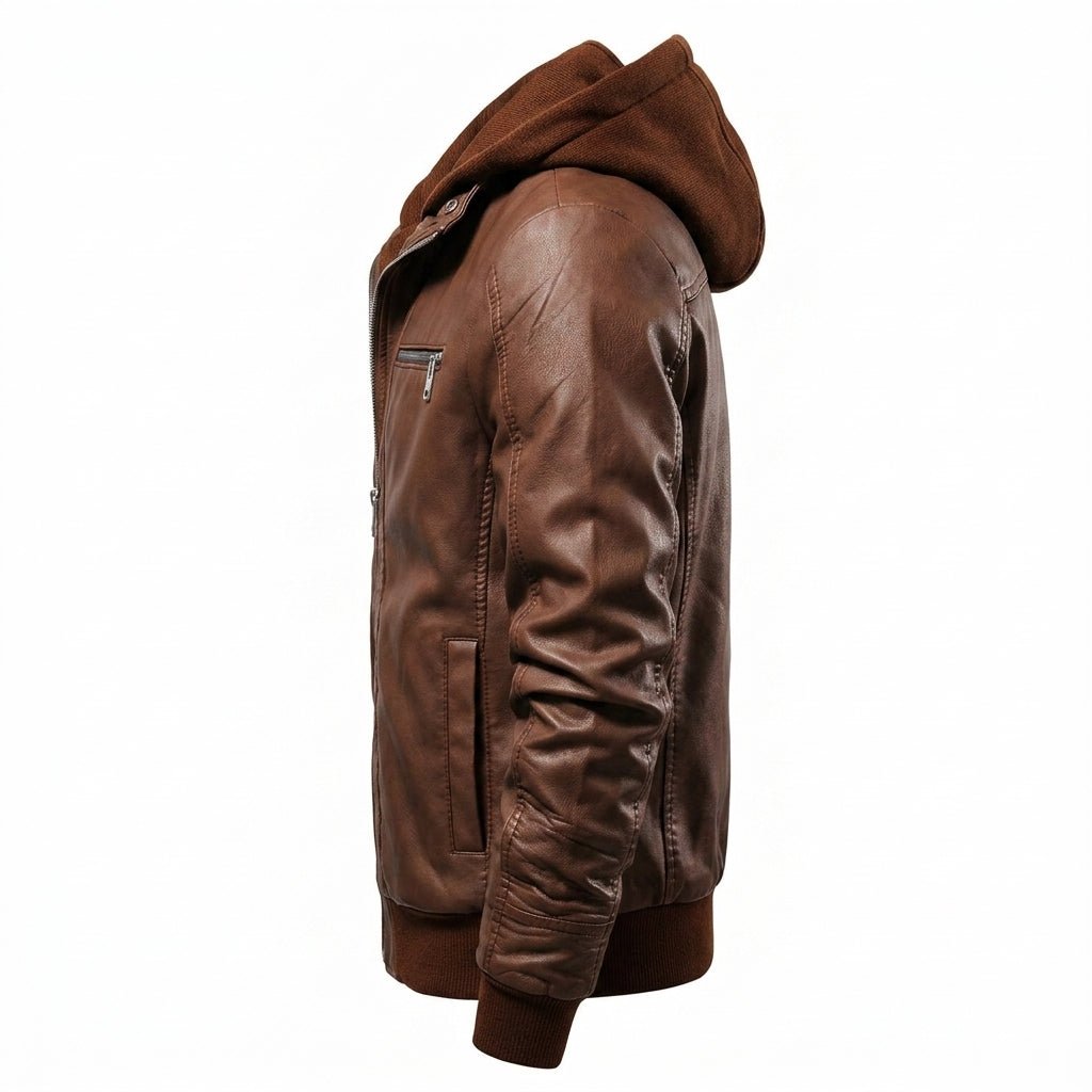 Men’s Ethan Brown Hooded Designer Leather Jacket - Timber AND Hide