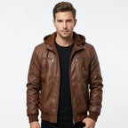 Men’s Ethan Brown Hooded Designer Leather Jacket - Timber AND Hide
