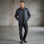 Men's Genuine Leather Biker Jacket | Eagle Patch Cafe Racer Coat - Timber AND Hide