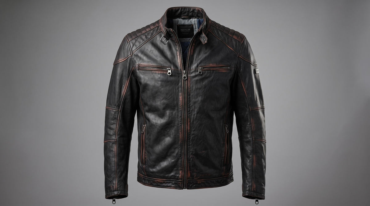 Men's Genuine Leather Biker Jacket | Eagle Patch Cafe Racer Coat - Timber AND Hide