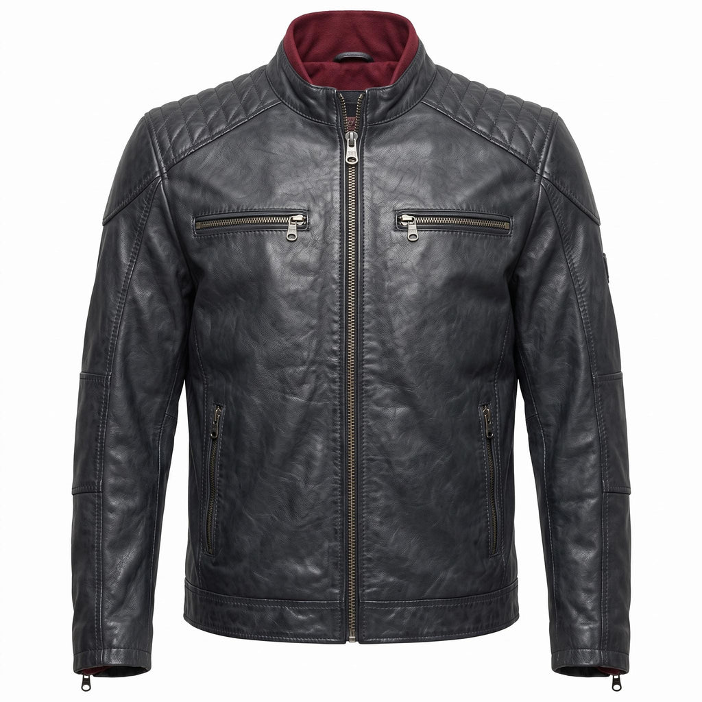 Men's Genuine Leather Biker Jacket | Eagle Patch Cafe Racer Coat - Timber AND Hide