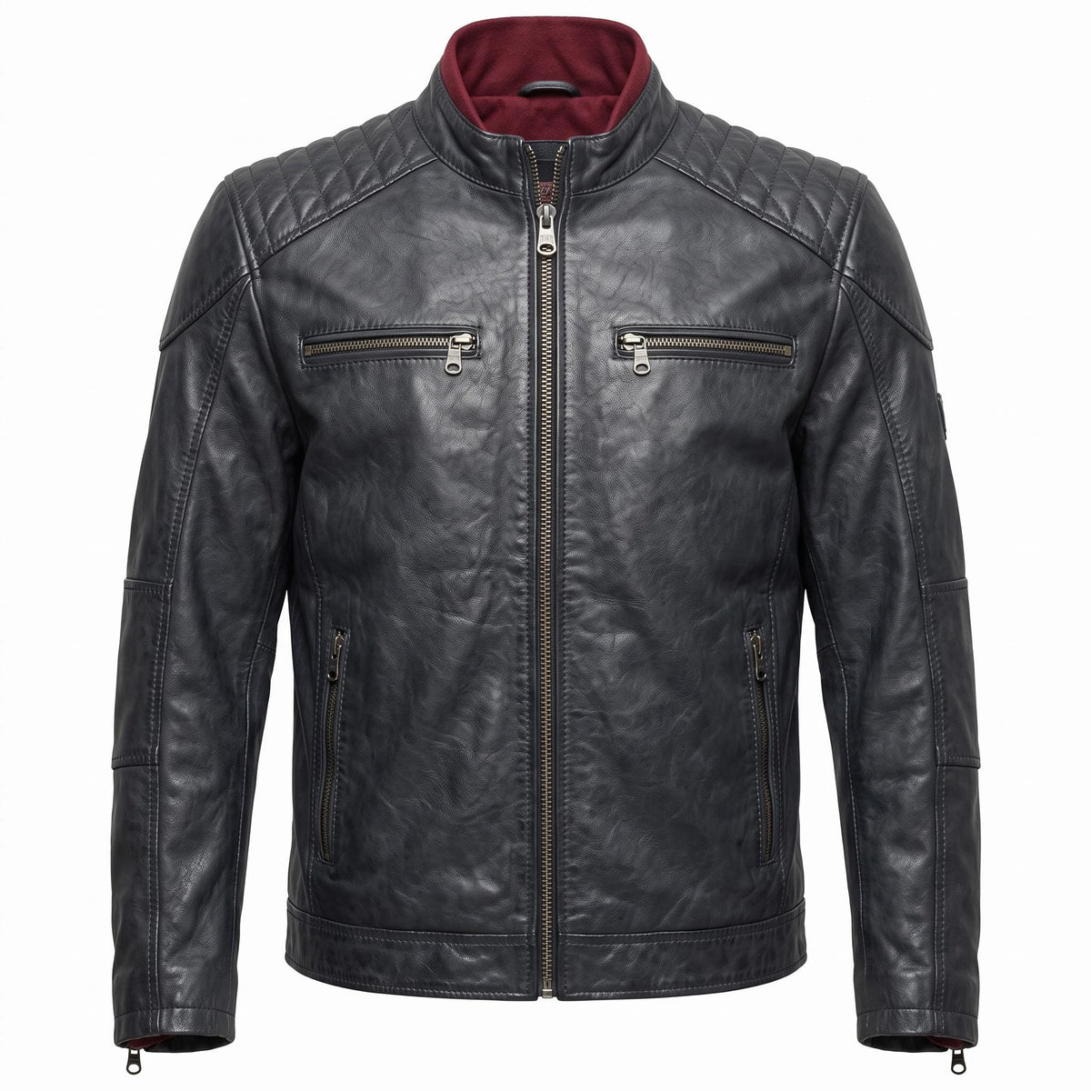 Men's Genuine Leather Biker Jacket | Eagle Patch Cafe Racer Coat - Timber AND Hide
