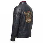 Men's Genuine Leather Biker Jacket | Eagle Patch Cafe Racer Coat - Timber AND Hide