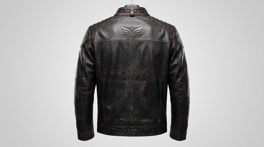 Men's Genuine Leather Biker Jacket | Eagle Patch Cafe Racer Coat - Timber AND Hide