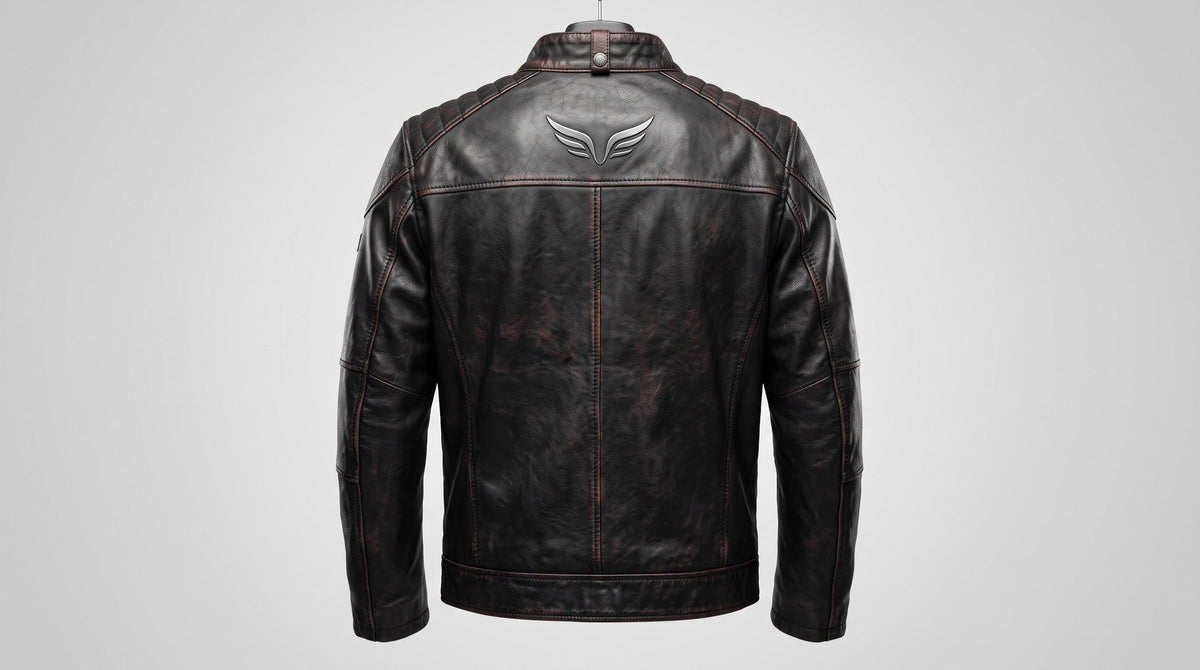 Men's Genuine Leather Biker Jacket | Eagle Patch Cafe Racer Coat - Timber AND Hide