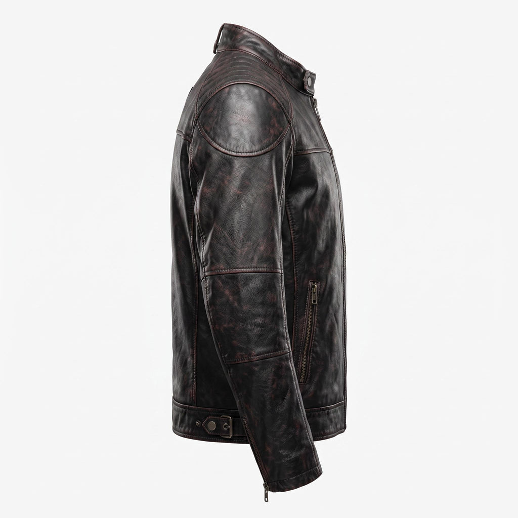 Men's Genuine Leather Biker Jacket | Eagle Patch Cafe Racer Coat - Timber AND Hide
