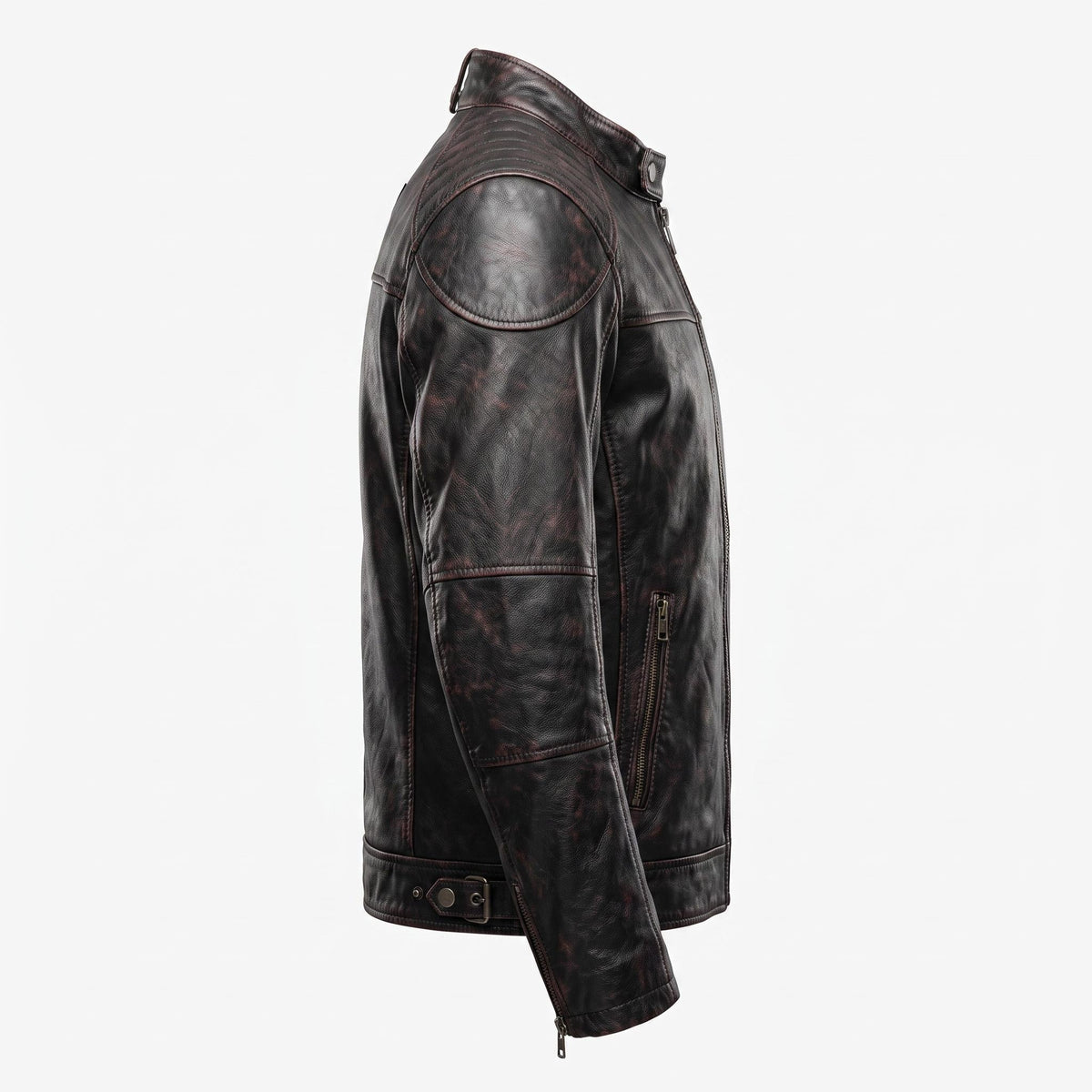 Men's Genuine Leather Biker Jacket | Eagle Patch Cafe Racer Coat - Timber AND Hide