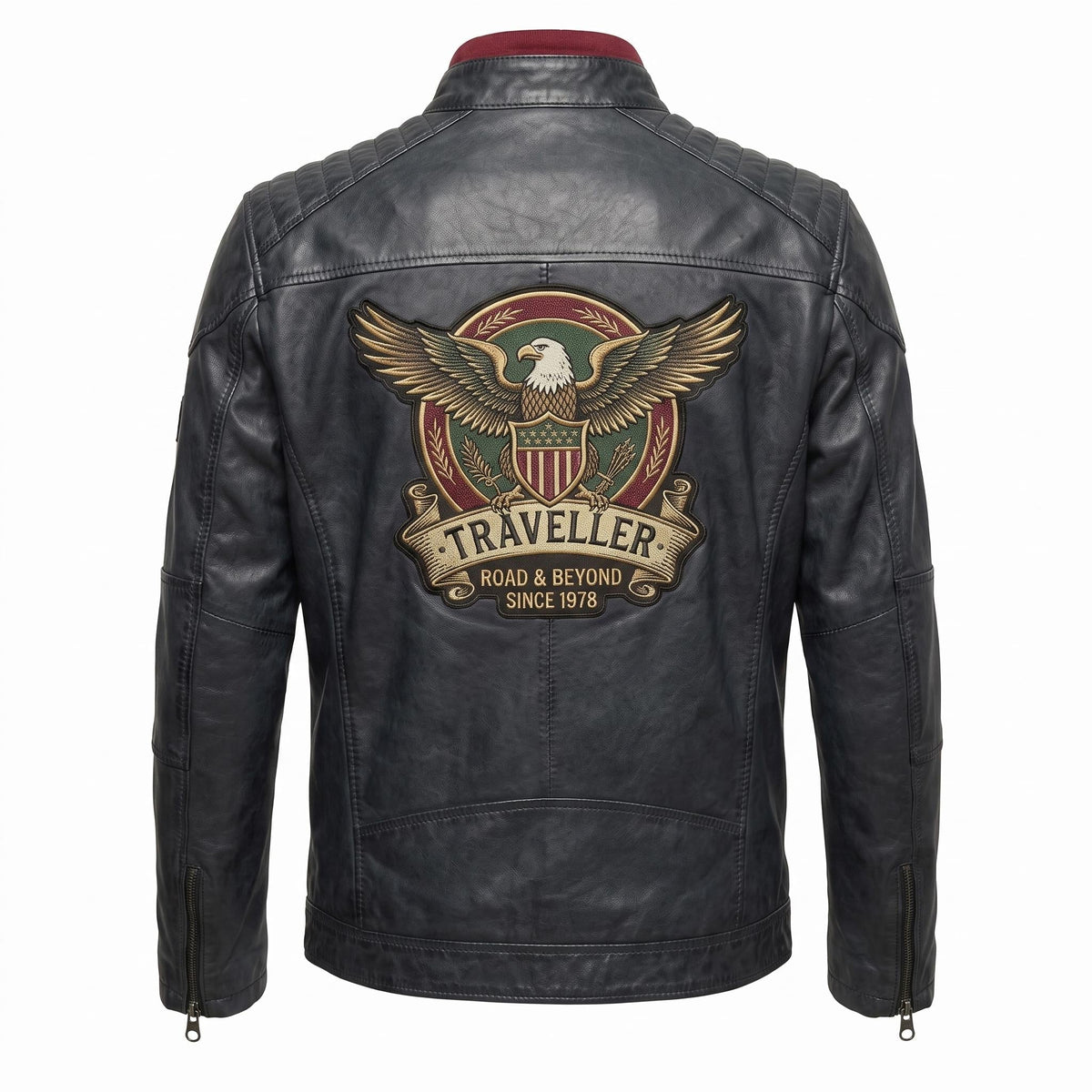 Men's Genuine Leather Biker Jacket | Eagle Patch Cafe Racer Coat - Timber AND Hide