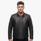 Men's Genuine Leather Biker Jacket | Eagle Patch Cafe Racer Coat - Timber AND Hide
