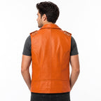 Men's Genuine Leather Biker Vest – Studded Double Rider Motorcycle Jacket - Timber AND Hide