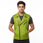 Men's Genuine Leather Biker Vest – Studded Double Rider Motorcycle Jacket - Timber AND Hide