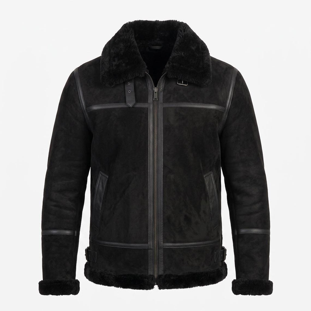 Men's Genuine Sheepskin B3 Bomber Jacket | Suede Shearling Aviator Coat - Timber AND Hide
