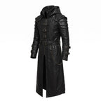 Men's Handmade Black Leather Samurai Coat | Hooded Ronin Cosplay Jacket, Warrior Armor - Timber AND Hide