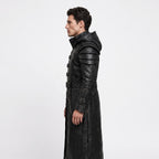 Men's Handmade Black Leather Samurai Coat | Hooded Ronin Cosplay Jacket, Warrior Armor - Timber AND Hide