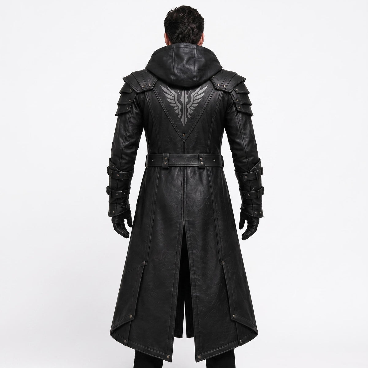 Men's Handmade Black Leather Samurai Coat | Hooded Ronin Cosplay Jacket, Warrior Armor - Timber AND Hide