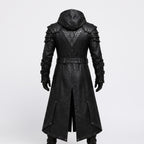 Men's Handmade Black Leather Samurai Coat | Hooded Ronin Cosplay Jacket, Warrior Armor - Timber AND Hide