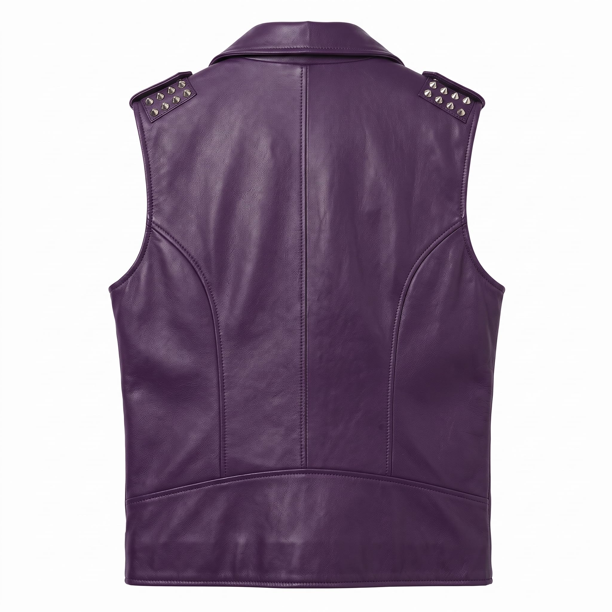 Men's Handmade Purple Leather Biker Vest | Studded Punk Rock Motorcycle Jacket - Timber AND Hide