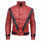 Men's Handmade Red Leather Pop Icon Jacket – 80s Music Video Inspired Biker Coat - Timber AND Hide