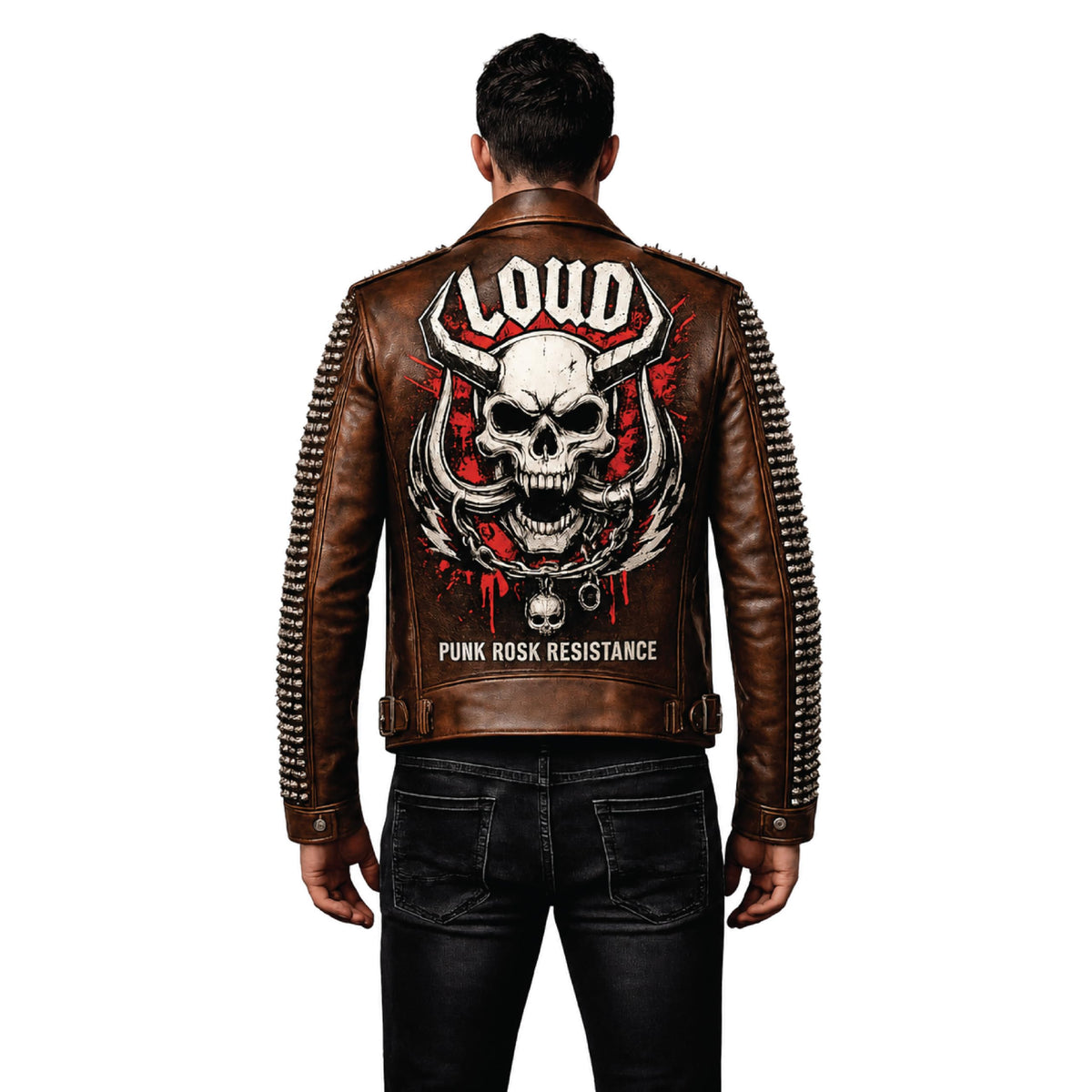 Men's Handmade Studded Leather Biker Jacket | Punk Rock Gothic Patchwork | Halloween Costume - Timber AND Hide