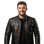 Men’s Harvey Black Moto Leather Jacket - Timber AND Hide