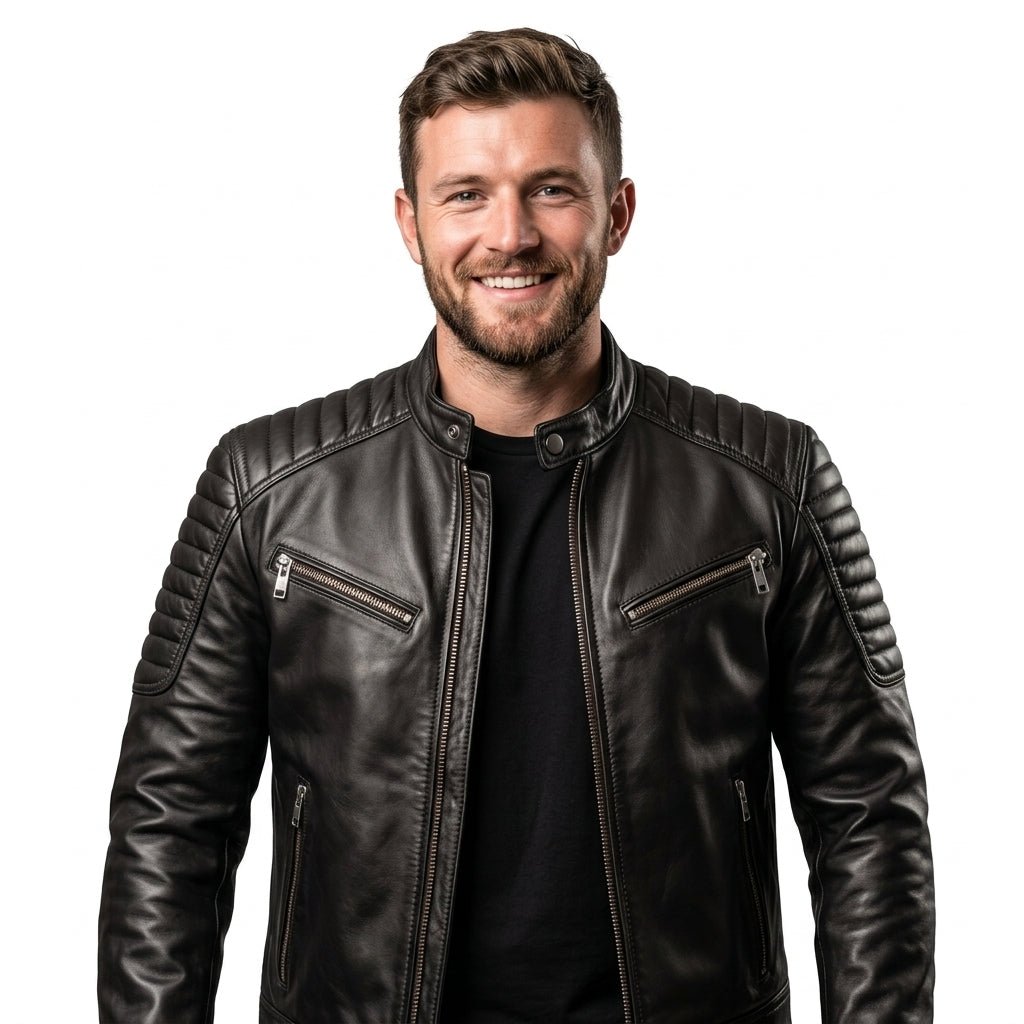 Men’s Harvey Black Moto Leather Jacket - Timber AND Hide
