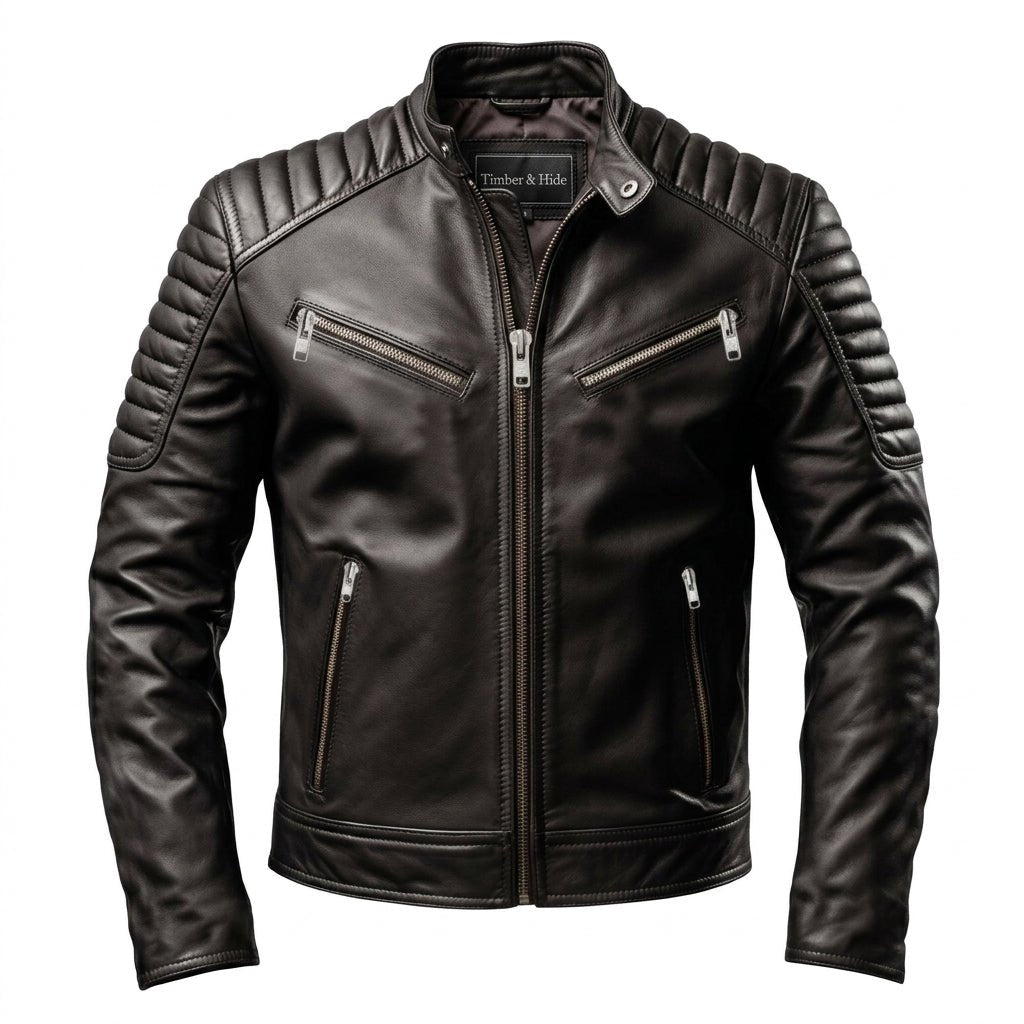 Men’s Harvey Black Moto Leather Jacket - Timber AND Hide