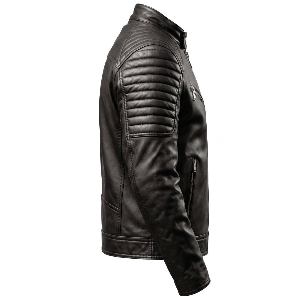 Men’s Harvey Black Moto Leather Jacket - Timber AND Hide