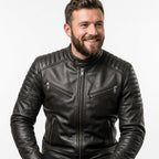 Men’s Harvey Black Moto Leather Jacket - Timber AND Hide