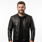 Men’s Harvey Black Moto Leather Jacket - Timber AND Hide