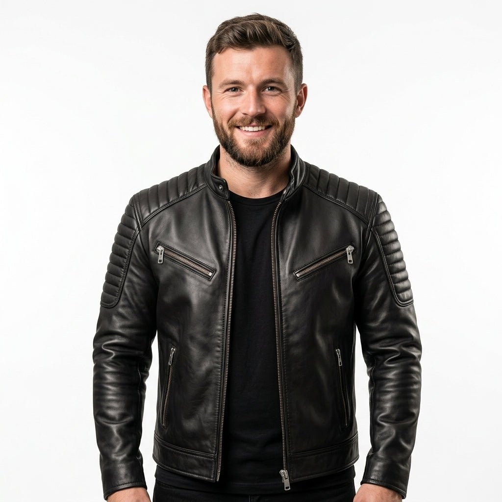 Men’s Harvey Black Moto Leather Jacket - Timber AND Hide