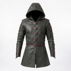 Men's Hooded Leather Assassin Coat: Dark Fantasy Ranger Trench Jacket - Timber AND Hide