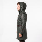 Men's Hooded Leather Assassin Coat: Dark Fantasy Ranger Trench Jacket - Timber AND Hide