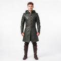 Men's Hooded Leather Assassin Coat: Dark Fantasy Ranger Trench Jacket - Timber AND Hide