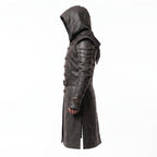 Men's Hooded Leather Assassin Coat | Medieval Ranger Trench LARP Cosplay Jacket - Timber AND Hide