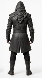 Men's Hooded Leather Assassin Coat | Medieval Ranger Trench LARP Cosplay Jacket - Timber AND Hide