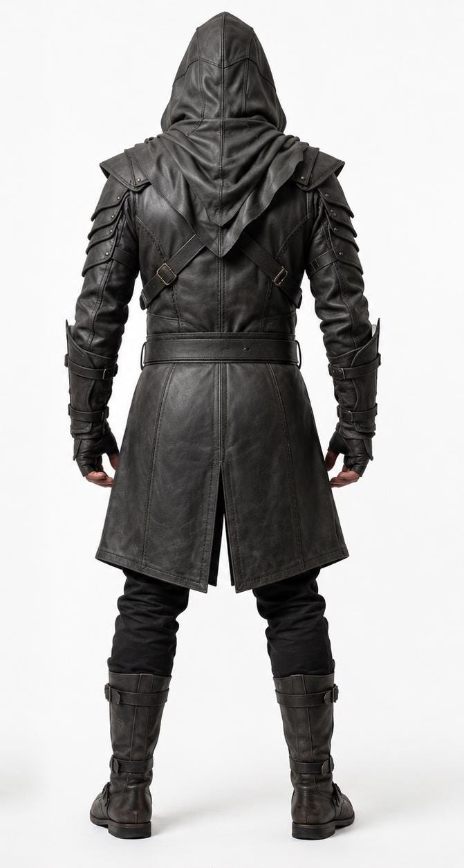 Men's Hooded Leather Assassin Coat | Medieval Ranger Trench LARP Cosplay Jacket - Timber AND Hide