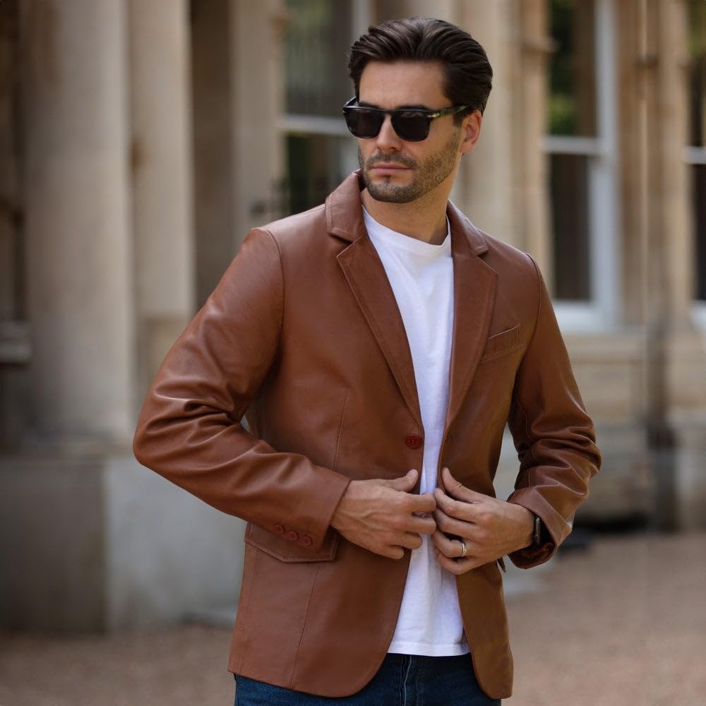 Men's Leather Blazer Notch Collar - Timber AND Hide