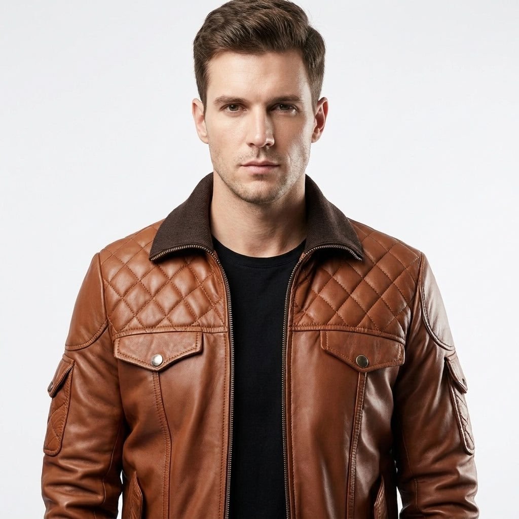 Men's Leather Bomber Jacket - Timber AND Hide