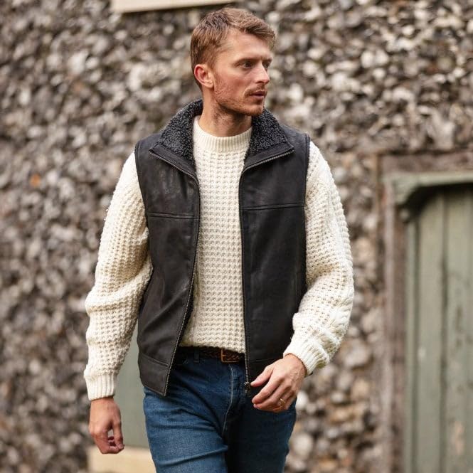 Men's Leather Waistcoat Brown ALPHA Vest - Timber AND Hide