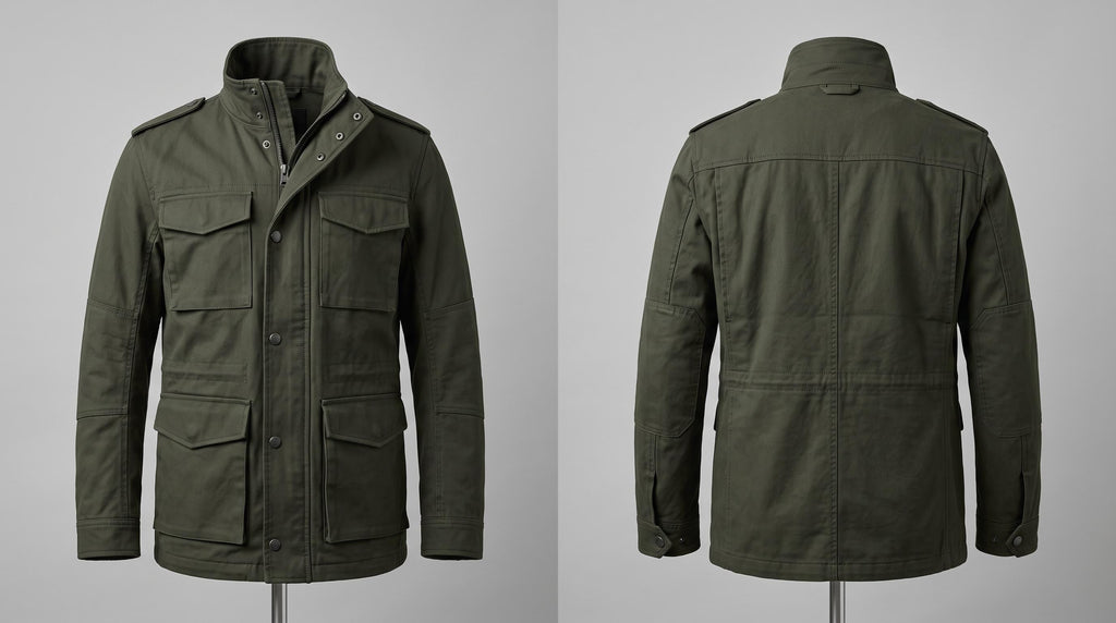Men's Leon Kennedy Green Cotton Utility Coat | Military Style Men's Field Jacket (Cosplay) - Timber AND Hide