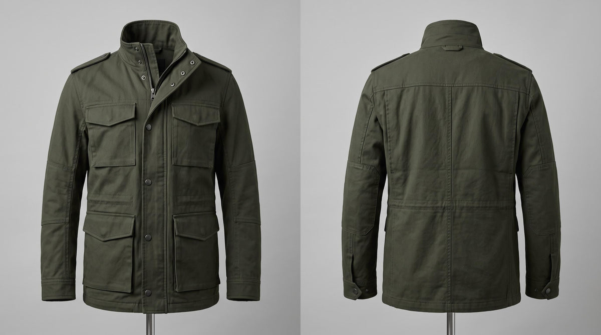 Men's Leon Kennedy Green Cotton Utility Coat | Military Style Men's Field Jacket (Cosplay) - Timber AND Hide