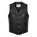 Men's Lightweight Black Genuine Leather Vest - Timber AND Hide