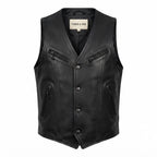 Men's Lightweight Black Genuine Leather Vest - Timber AND Hide